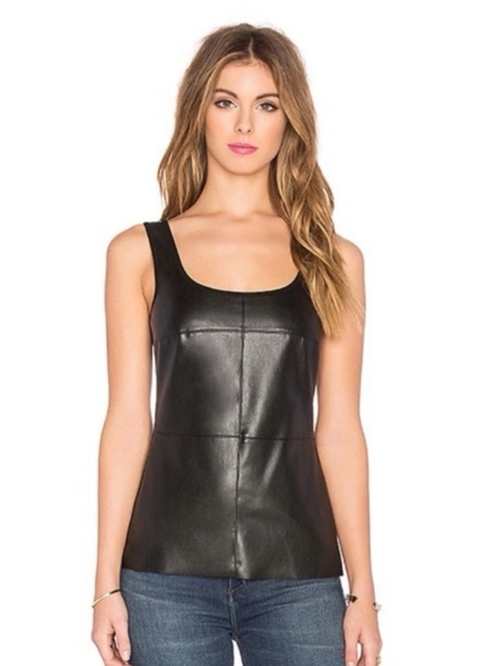 Bailey 44 black faux leather tank top L